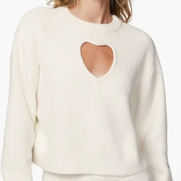 FLORENCE Cream Crew Neck Sweater with Heart Cutout - Picture 1 of 3